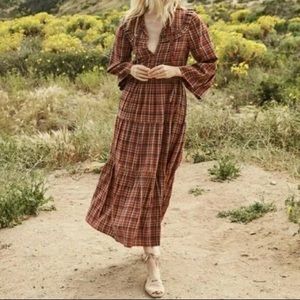 Doen Honey Dress in Blue Autumn Plaid